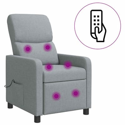 vidaXL - Massage - Relaxstoel - Lichtgrijs - Polyester
