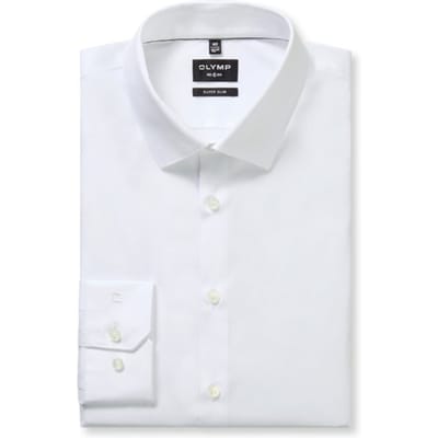 OLYMP No. Six super slim fit overhemd - wit (met extra tailleringsnaden) - Strijkvriendelijk - Boordmaat: 43 (EU maat: XL)
