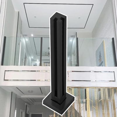 Glazen Balustrade Paal - Leuning Steunpaal - Veilig Terras - Roestvrij Staal - 65 cm - Mat Zwart