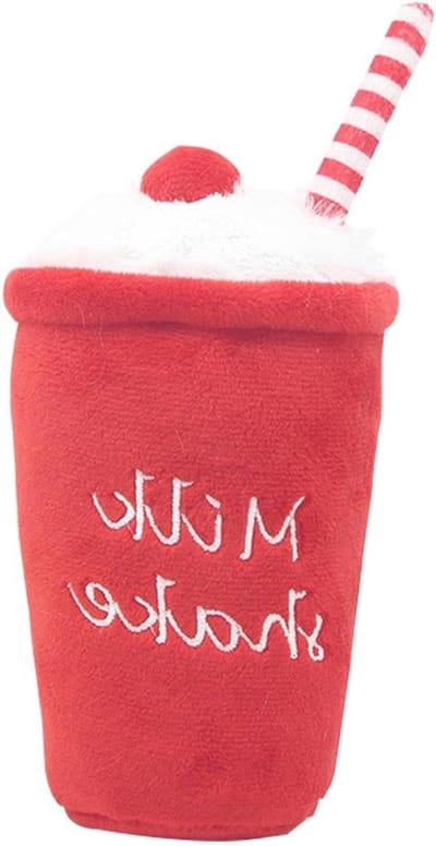 Hondenspeelgoed Hamburger - Pluche pieper - Tandverzorging hond - Met geluid - L11xB11xH7cm - Milkshake beker