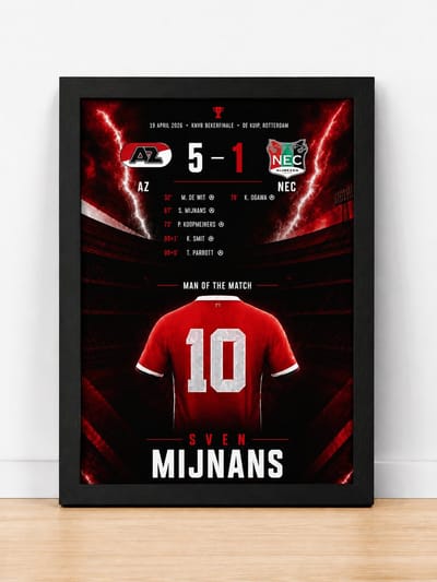 AZ - NEC KNVB Bekerfinale 2026 Poster A4 met Zwarte Lijst