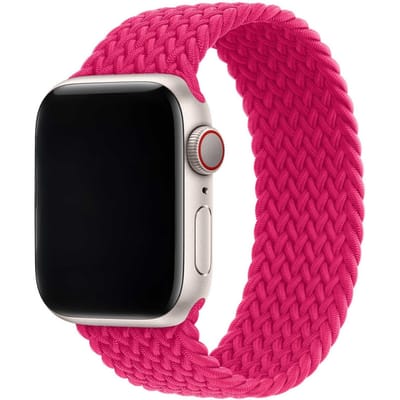 2+1 | Apple Watch Bandje Onyx - Gevlochten - Solo - Nylon - Framboos