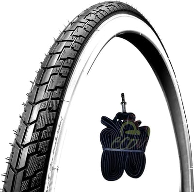 Fietsband 24 x 1 3/8 (37-540) met Binnenband voor Stadsfiets en Kinderfiets - Wit en Zwart