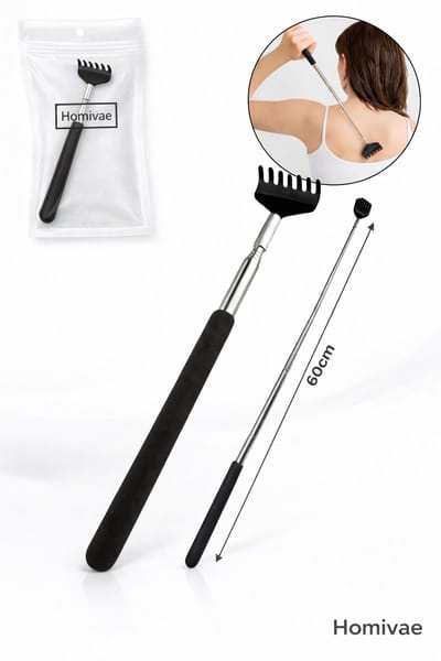 Homivae Ruggenkrabber Uitschuifbaar 60 cm – RVS – Antislip Handvat – Telescopische Rugkrabber