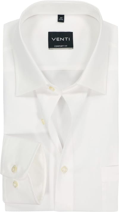 VENTI CASA MODA comfort fit overhemd - structuur - offwhite - Strijkvrij - Boordmaat: 39