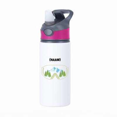 Hacebo® - Snowboard met eigen naam waterfles met rietje roze - Snowboarden - Snowboarders - Wintersport - water fles - 650ML