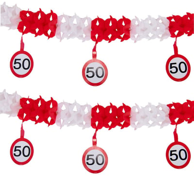 Slingers 50 jaar - 2x - 4 meter - verkeersborden - verjaardag versiering - Abraham/Sarah - decoratie
