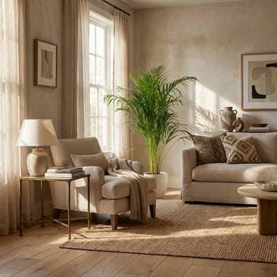 Green boutiQ - Kamerplant - Goudpalm - Dypsis Lutescens Areca - Groen - Weinig onderhoud - 1 Plant - met Potter Wit - Pot 21cm - Hoogte 90 - 100cm