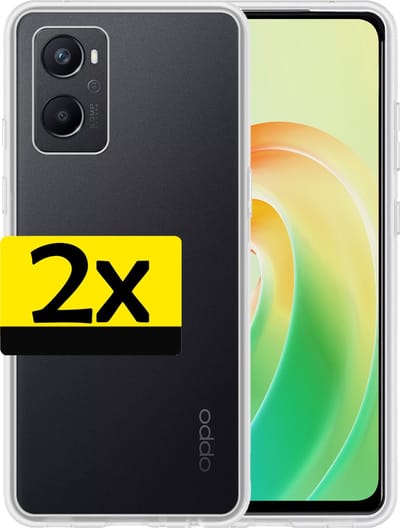 Hoesje - 2 Stuks - Geschikt voor OPPO A76 - Sterk & Shockproof - Case Siliconen - Back Cover - Telefoon Hoes - Telefoonhoesjes - Transparant