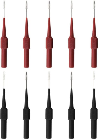Testsondes - Meetpennen - Elektrische testen - Scherpe naaldpunten - 10 stuks - Rood en zwart