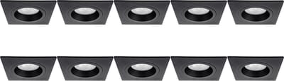 Spot Armatuur 10 Pack - Pragmi Rodos Pro - GU10 Inbouwspot - Vierkant - Zwart - Aluminium - 93mm