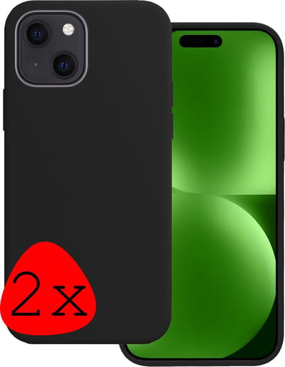 Hoesje 2 Stuks - Geschikt voor Apple iPhone 15 - Sterk & Shockproof - Case Siliconen - Back Cover - Telefoon Hoes - Zwart