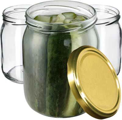 KADAX jampotten, 540 ml, inmaakpotten met schroefdeksel, potten met schroefsluiting, weckpotten, voorraadpotten voor het bewaren van komkommers (8 stuks, goud)