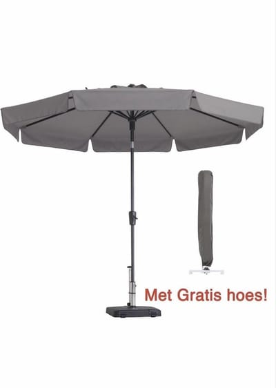 Parasol Rond Taupe 300cm met hoes Madison Flores | Kantelbare parasol van Madison | 100% polyester doek