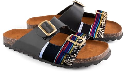 Inkkas vegan dames sandalen Blackbird Buckle – zwarte Buckle sandalen met Peruaanse band – lichte comfortabele zomersandalen voor vakantie en vrije tijd