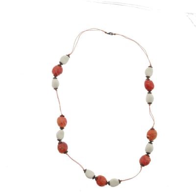 Behave Ketting - lange ketting - oranje - wit - kralenketting - 90 cm