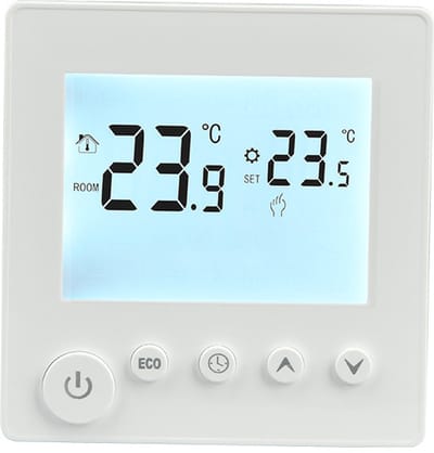 Vloerverwarmingsthermostaat met LCD-scherm en aansluitmogelijkheid, geschikt voor vloerverwarmingssystemen in woningen, 16A (inclusief 3 meter sensorkabel)