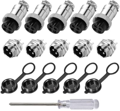 Store_7 - 4-polige GX16 Aviation stekkers - luchtvaartstekker set - metalen kabelverbinder - zilver + zwart - 5A stekkerkit - geschikt voor diverse...