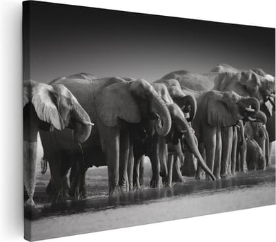 Artaza Canvas Schilderij Olifant - 30x20 cm - Klein - Wanddecoratie Woonkamer - Muurdecoratie Dierenkop - Kamer Accessoires Afrikaanse Dieren