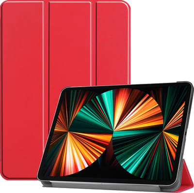 Hoes - Geschikt voor Apple iPad Pro (2021) - 11 inch - 3e generatie - Dun & Stevig - Trifold Bookcase - Hard Cover - Hardcover Book Case - Tablet Hoesje - Rood