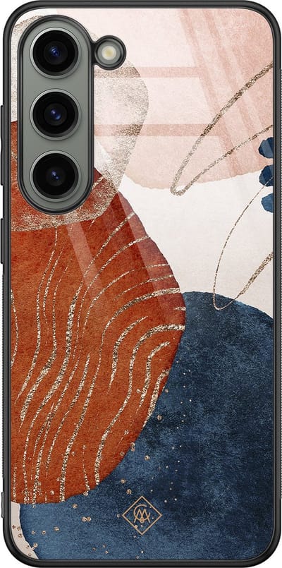 Casimoda® hoesje - Geschikt voor Samsung Galaxy S23 - Abstract Terracotta - Luxe Hard Case Zwart - Backcover telefoonhoesje - Multi