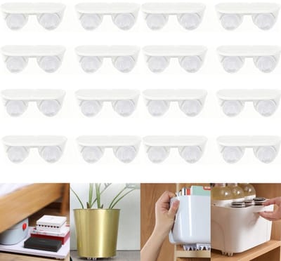16 stuks - mini-kleefwielen - Prullenbakwielen - Opbergboxwielen - Kleine meubelopbergboxwielen - Vaste wielen - Moeitebesparend - Wit - Geschikt voor prullenbakken, speelgoedwagens, opbergdozen onder het bed