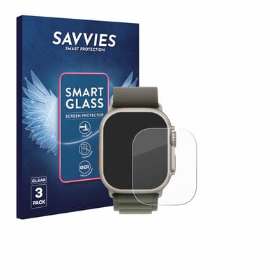 3 Stuks Savvies Screenprotector - geschikt voor Apple Watch Ultra (49 mm) - beschermfolie glas transparant