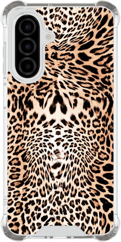 Shockproof hoesje - Geschikt voor Samsung Galaxy A26 - Luipaardprint - Extra sterke case - TPU/polycarbonaat - Luipaardprint - Bruin, Transparant