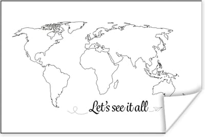 Wereldkaart - Simpel - Quote - Kinderen - Jongens - Meisjes - 30x20 cm - Poster - Poster Kinderkamer