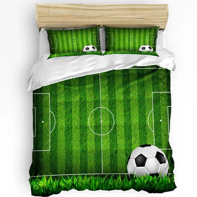 Housse de couette confortable imprimée jeu de football taie d'oreiller textile de maison housse de couette garçon enfant adolescent fille ensemble de literie de luxe 3 pièces EU single(135x200cm)