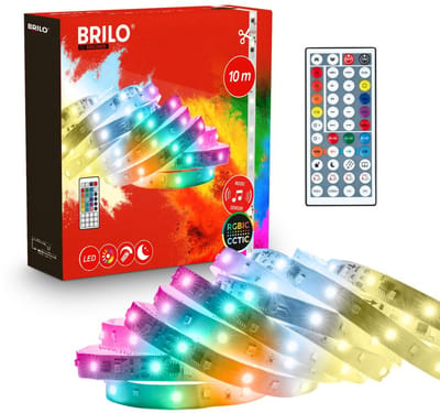 BRILONER - LED Strip - 10 meter - CCTIC kleurwisseling - met afstandsbediening - dimbaar - wit - gaming - voor woonkamer