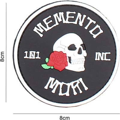 Embleem 3D PVC Memento mori rond zwart
