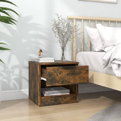 vidaXL - Nachtkastje - bewerkt - hout - gerookt - eikenkleurig