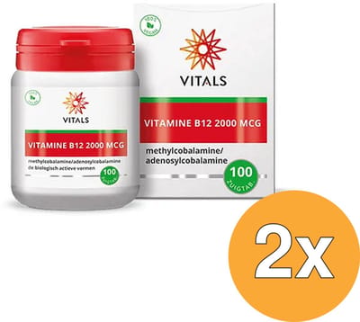 2x Vitals Vitamine B12 2000 mcg (100 zuigtabletten)