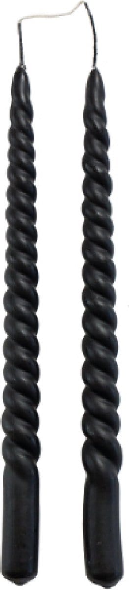 Rustik Lys - Swirl - Swirl kaarsen - Zwart - Gedraaide kaarsen - 2.1 x 29 cm - set van 2 stuks