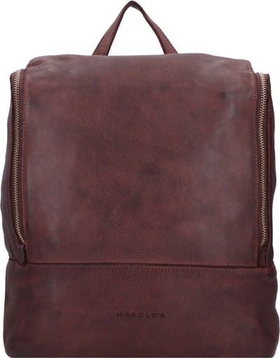 HAROLD'S Leren Laptop rugzak Rugzak met laptopvak Submarine Notebook Backpack Brown Donkerbruin