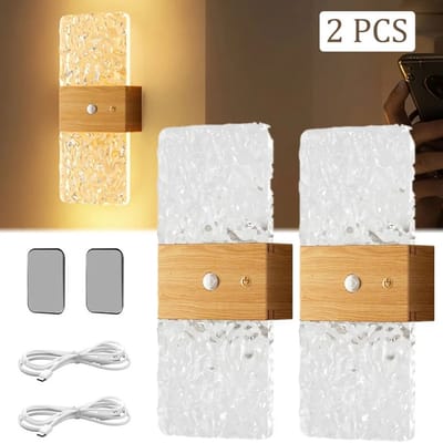 Emvae Wandlamp - Draadloos - Met Bewegingssensor - Oplaadbare LED Wandlamp - Magnetisch Nachtlicht - Houtkleurig