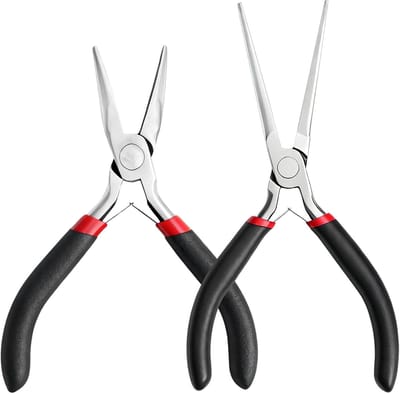 Punttangen, naaldtangset, mini-punttangen en gebogen naaldtangen voor het maken van sieraden, elektronica, doe-het-zelf en fijnmechanica, ergonomische antislip handgrepen