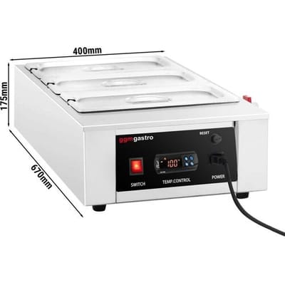 GGM Gastro Schokoladenschmelzgerät - 3x 1/3 GN - 1,5 kW - inkl. 3 Deckel & 3 GN 1/3 Behälter