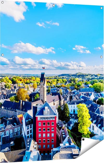 Gards Tuinposter Maastricht Stad met Huizen - 90x120 cm - Tuindoek - Tuindecoratie - Wanddecoratie buiten - Tuinschilderij