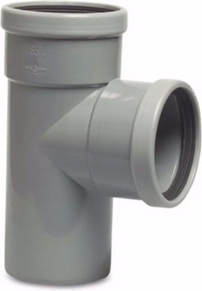 T-stuk 87° PVC-U 110 mm SN4 manchet x manchet x spie grijs KOMO/BENOR