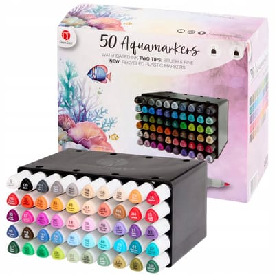 DecoTime Aquarel Markers - Dubbele Stiften, 50 Kleuren