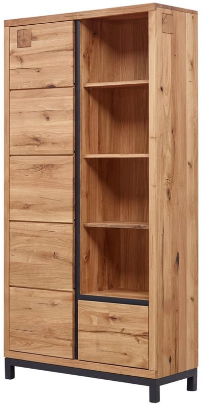 MASSIVMOEBEL24.DE wilde eik boekenkast blank massief hout 100x40x200 cm (BxTxH) geolied gemonteerd VILLANDERS volledig massief #139