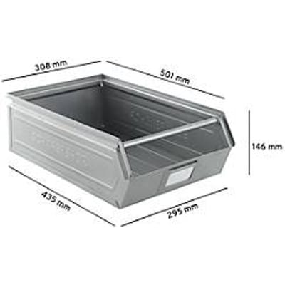 Schäfer Shop Select magazijnemmer met open voorzijde, met draagbeugel, 18,5 l, 80 kg, L 501 x B 308 x H 146 mm, staal, elektrolytisch verzinkt
