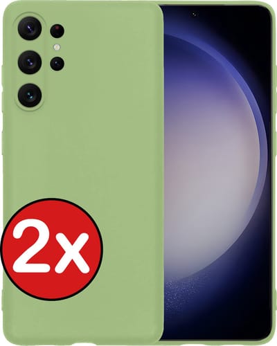 Hoesje - 2 Stuks - Geschikt voor Samsung Galaxy S23 Ultra - Sterk & Shockproof - Telefoonhoes - Back Cover - Case Siliconen - Telefoon Hoes - Groen