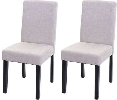 Set van 2 eetkamerstoelen Keukenstoel Littau ~ textiel, crème-beige, donkere poten
