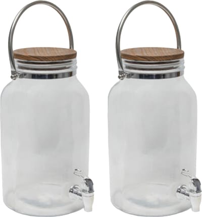 Svenska living Limonade/drankdispenser - 2x - 6L - glas - 18 x 21 x 31 cm