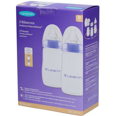 Lansinoh - babyfles - Inclusief Natural Wave Speen - 2 stuks - Silocoon- 240 ml