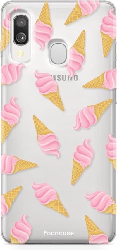 Fooncase Hoesje Geschikt voor Samsung Galaxy A40 - Shockproof Case - Back Cover / Soft Case - Ice Ice Baby / Ijsjes / Roze ijsjes