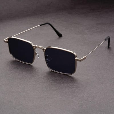 Lunettes de soleil rectangulaires de haute qualité pour hommes Monture en métal Marque rétro Lunettes de soleil carrées pour femmes Unisexe Lunettes de mode black